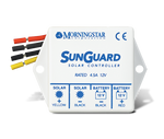 Morningstar SunGuard 4.5A 12V PWM solar charge controller with integrated wiring leads and side mounting holes