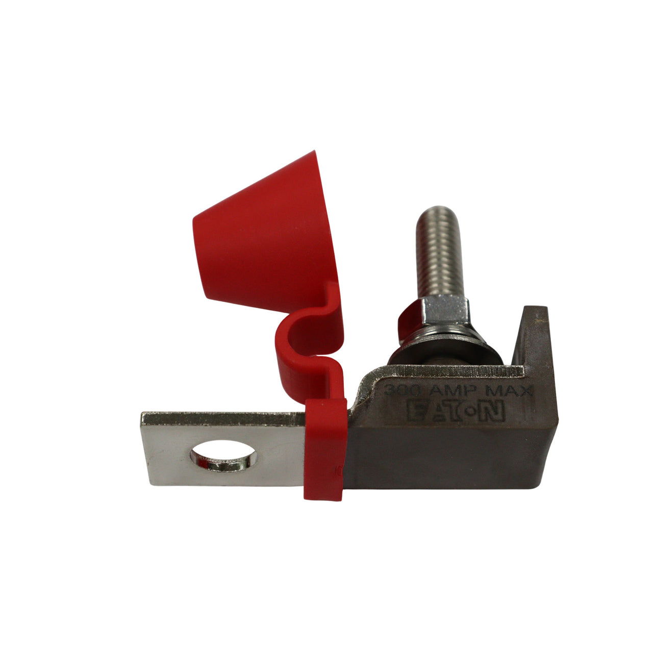 Side view of the Blue Sea MRBF terminal fuse holder showing the stainless steel stud and nut