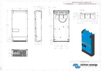 Dimensional drawing showing height, width and depth measurements for the steel enclosure