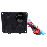 Front view of 4-gang panel with closed dust covers and included wiring harness