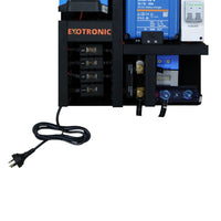 Lower section of power board showing fuse holders and 240V mains power plug