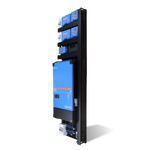 Angled side view of pre-wired Victron power board showing stacked components and cable ducting