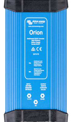 Top view label of Victron Orion 24/12-70 listing voltage and current ratings