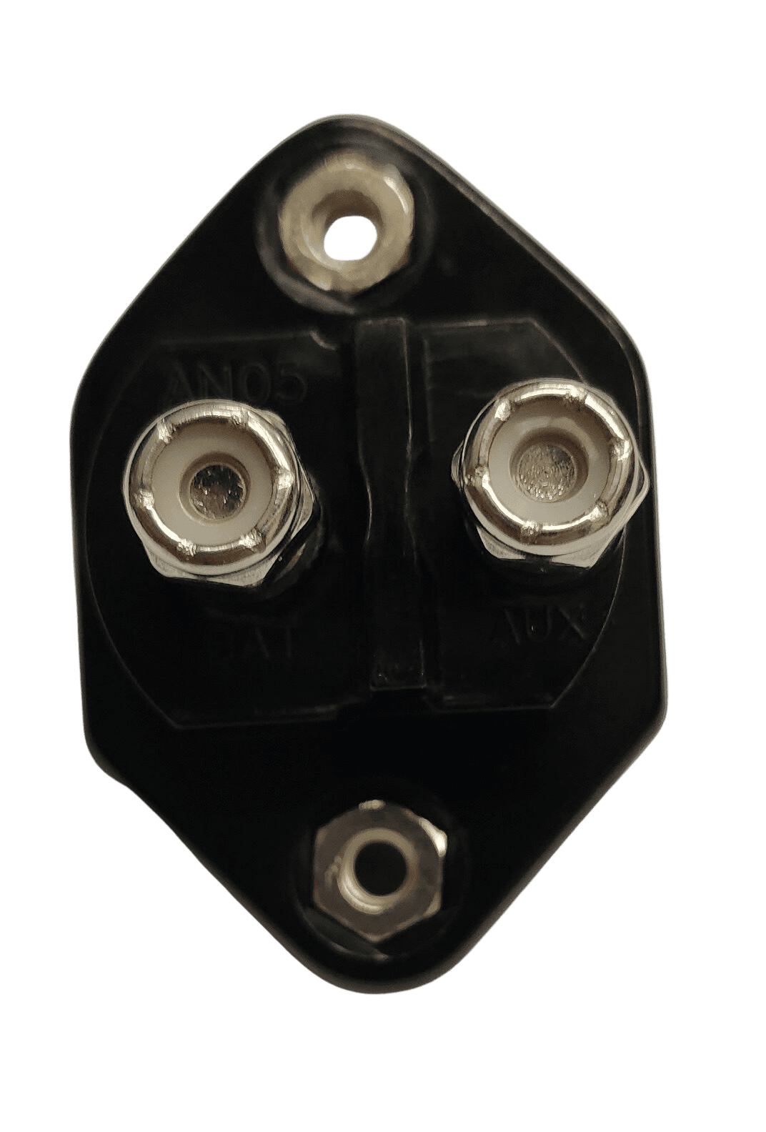 Rear view showing stainless steel stud terminals on black thermal plastic housing