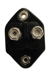 Rear view showing stainless steel stud terminals on black thermal plastic housing