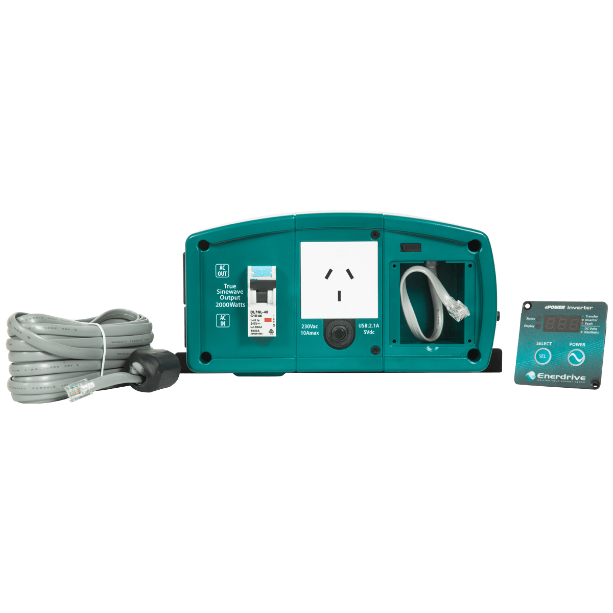 Inverter remote control panel kit including connection cable and front mounting housing