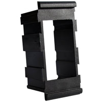 Black modular middle mounting panel for a rocker switch with side interlocking clips