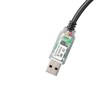 Close-up of the USB connector with a transparent housing revealing the internal PCB