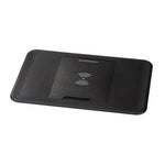 Angled view of a black 15W waterproof recessed-mount wireless charger