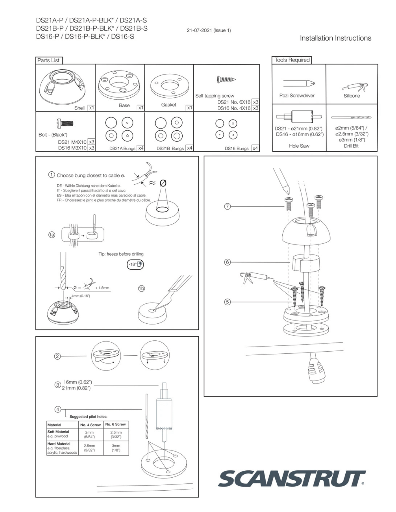 Step by step installation instructions for the Scanstrut DS range of cable seals