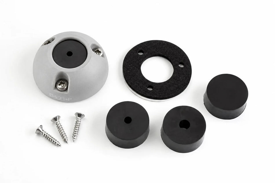 Grey cable seal kit components including shell, base, gasket, screws, and rubber bungs