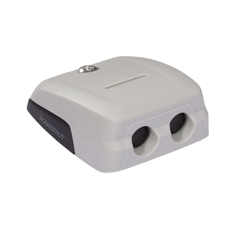 Front view of Scanstrut grey double horizontal cable seal showing two entry points