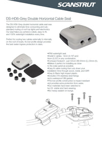 Technical overview of DS-HD6 cable seal with features and assembly diagram