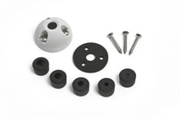 Exploded kit view showing seal shell, multiple bungs, base gasket, and mounting screws