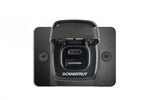 Front view of Scanstrut Flip Pro dual USB socket with open lid showing USB-C and USB-A ports