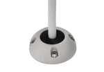 Grey dome-shaped marine cable seal with a white cable and black rubber bung