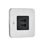Render of Scanstrut TILE dual USB-C socket in brushed stainless steel