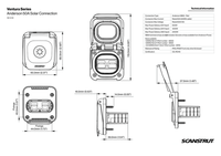 Dimensional drawing showing width, height and depth of the 50A solar socket