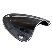 Side profile of metal cable entry cover showing raised opening for wiring