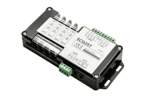Simarine quad shunt module showing terminal connections for current monitoring and tank levels