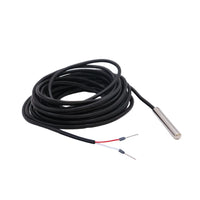 Single coiled temperature sensor with stainless steel probe and terminated wire ends