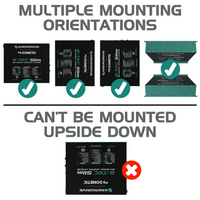 Diagram showing approved upright and side mounting orientations for the B-TEC slim battery