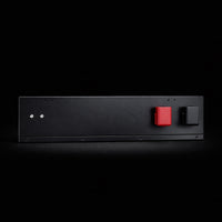 Top-down view of slim battery showing narrow 125mm profile and terminal placement on the right