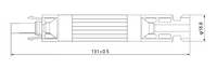 Technical drawing showing 131mm length and 18.8mm diameter of solar fuse connector