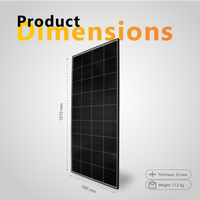 Dimensional diagram of 225W solar panel 1570mm high 700mm wide