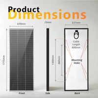 Technical drawing showing dimensions 1715x670x25mm and mounting hole locations