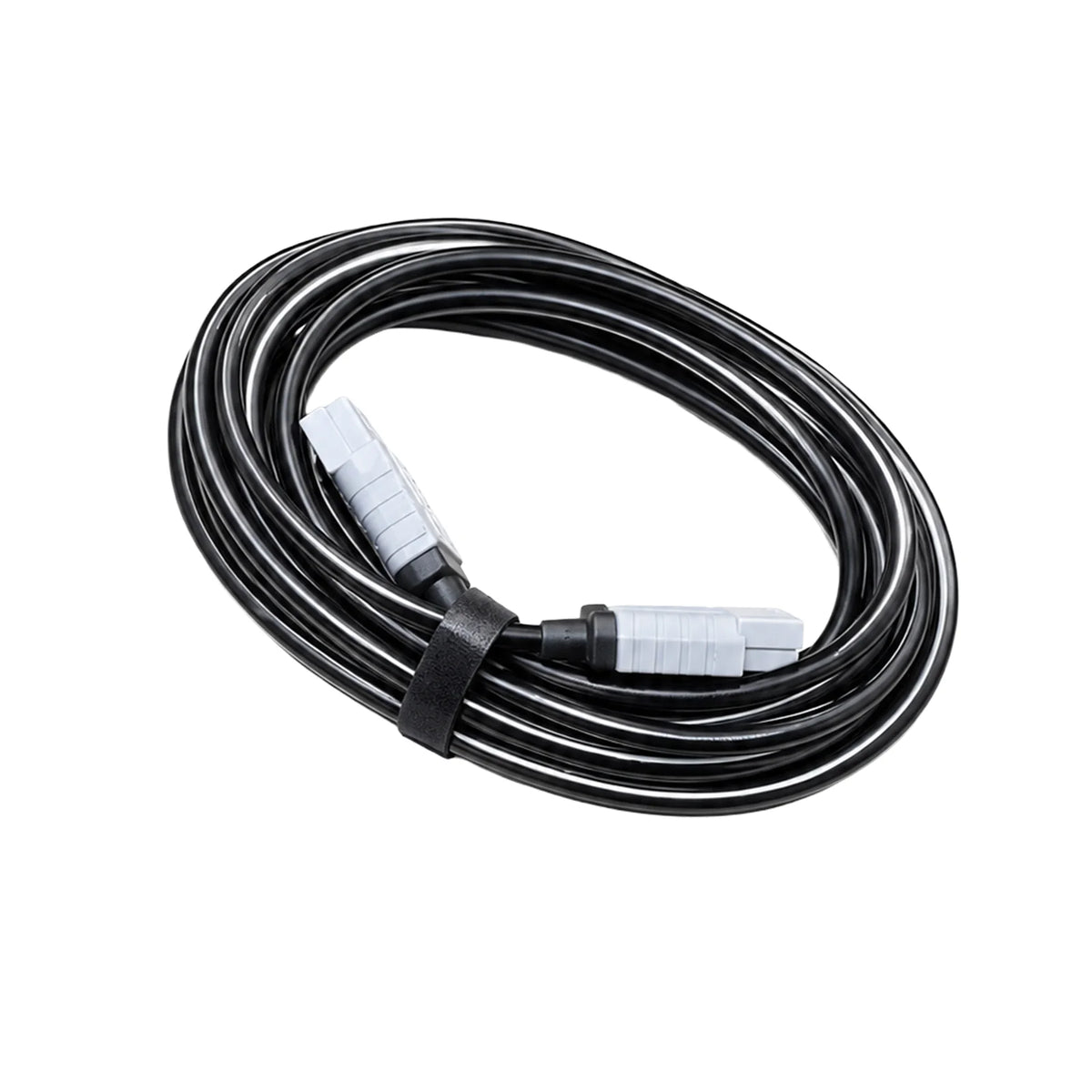 Coiled black extension cable with grey high-current Anderson-style plugs at both ends