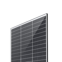 Close-up of solar panel corner showing black anodised aluminium frame and cell grid