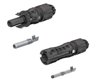 Stäubli MC4 Evo 2 solar connector pair with male and female housings and metal terminals