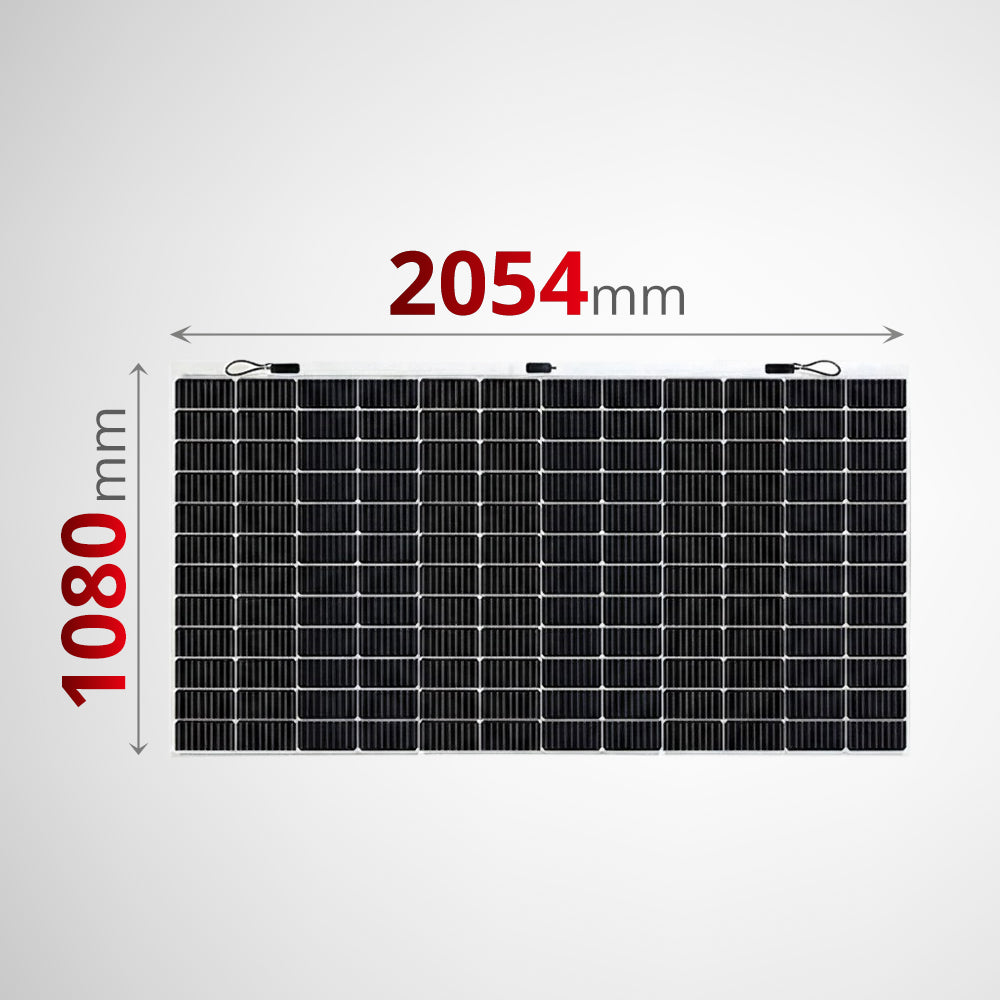 Technical drawing of solar panel showing dimensions of 2054mm by 1080mm