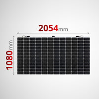 Technical drawing of solar panel showing dimensions of 2054mm by 1080mm