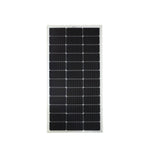 Top-down view of 100W flexible solar panel with 36 solar cells in a 3 by 12 grid