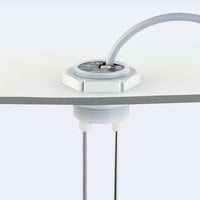 Close-up of electrode probe mounted through tank top with seal and nut