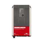 Front view of TBS Electronics 12V 1600W pure sine wave inverter with LED load indicators and power switch