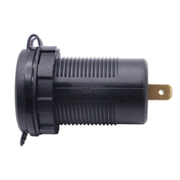 Side profile of flush mount socket body showing threaded housing and rear connection terminals