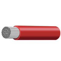 Graphic showing the cross-section of a red cable with a stranded grey tinned copper conductor