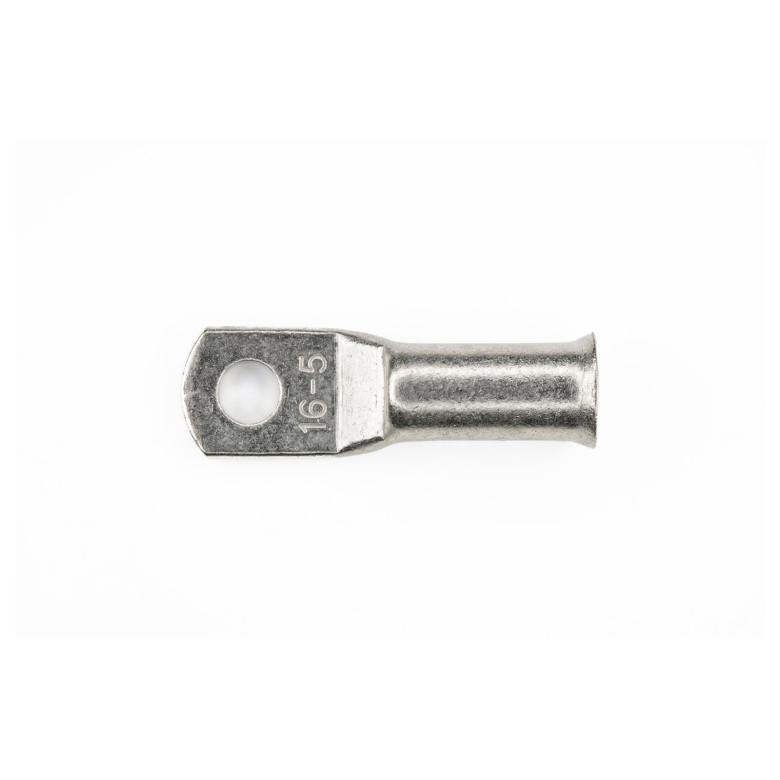 Top-down view of 16mm² M5 copper lug with size identification markings