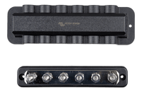 Top-down view of a 250A busbar showing 6 terminals and matching black cover