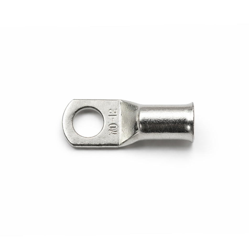 Top-down view of 70mm² M12 copper lug with size identification markings