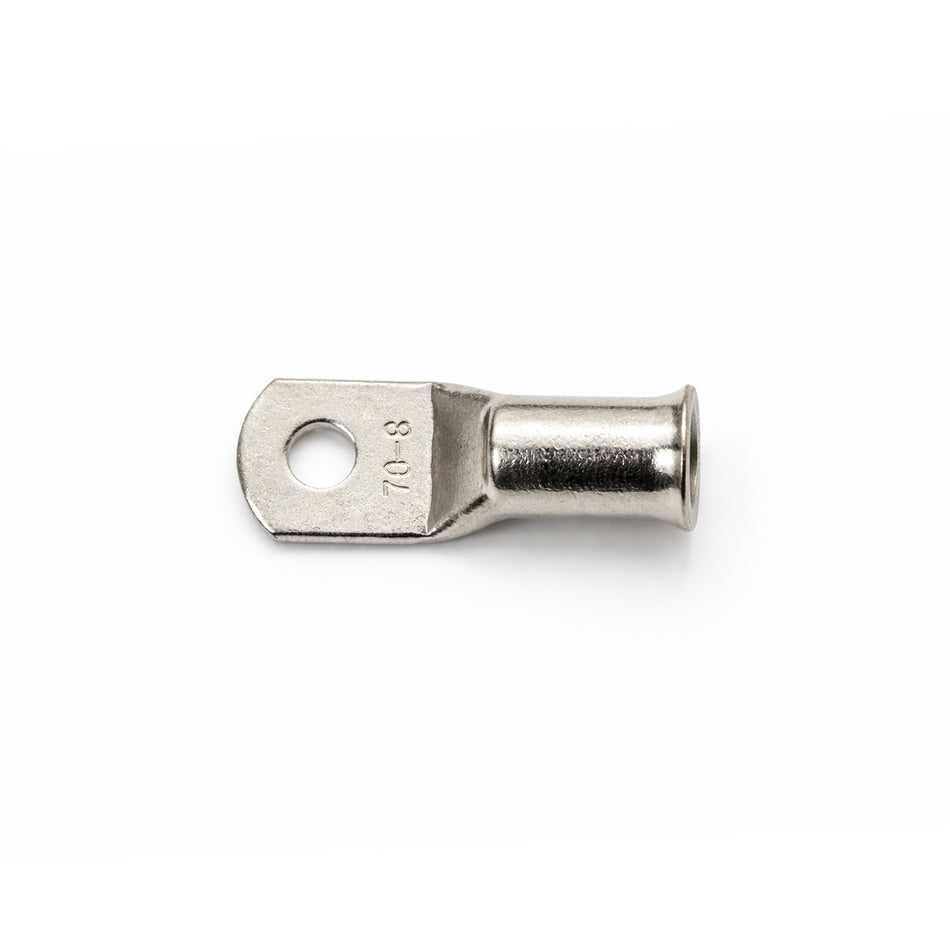 Top-down view of 70mm² M8 copper lug with size identification markings