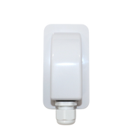 Top-down view of white cable entry cover showing smooth aerodynamic housing