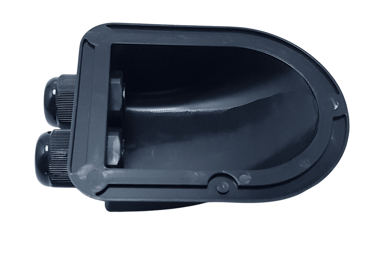 Underside of entry cover displaying perimeter bonding flange and internal locking nuts