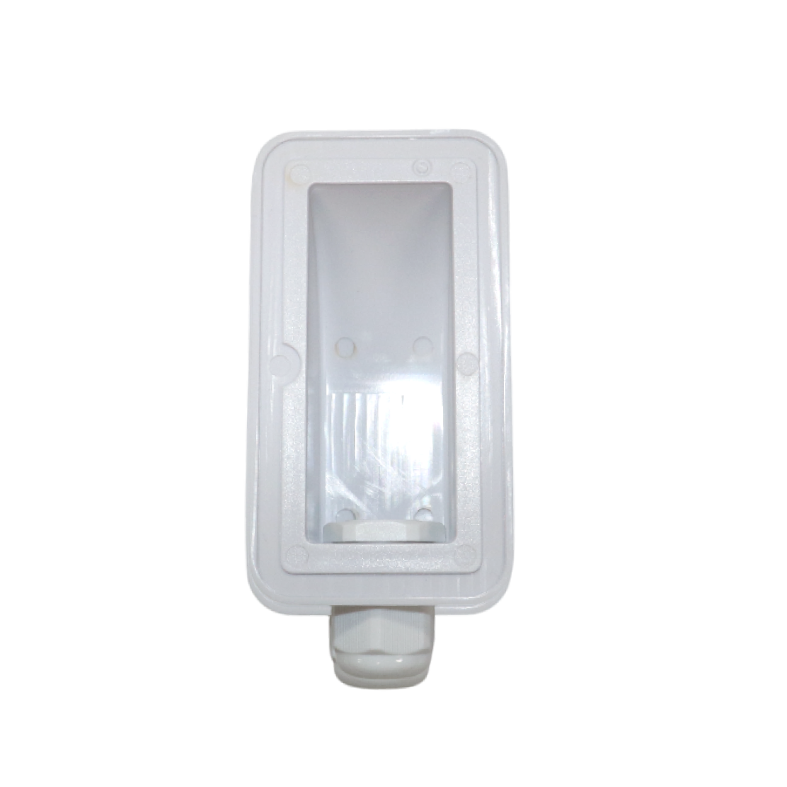 Underside view of hollow cable cover showing wide mounting surface