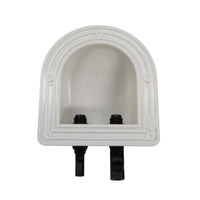 Underside of the cable entry gland showing mounting flange, screw holes and hollow cavity