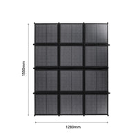 Dimensions of unfolded solar blanket at 1280mm wide by 1550mm high
