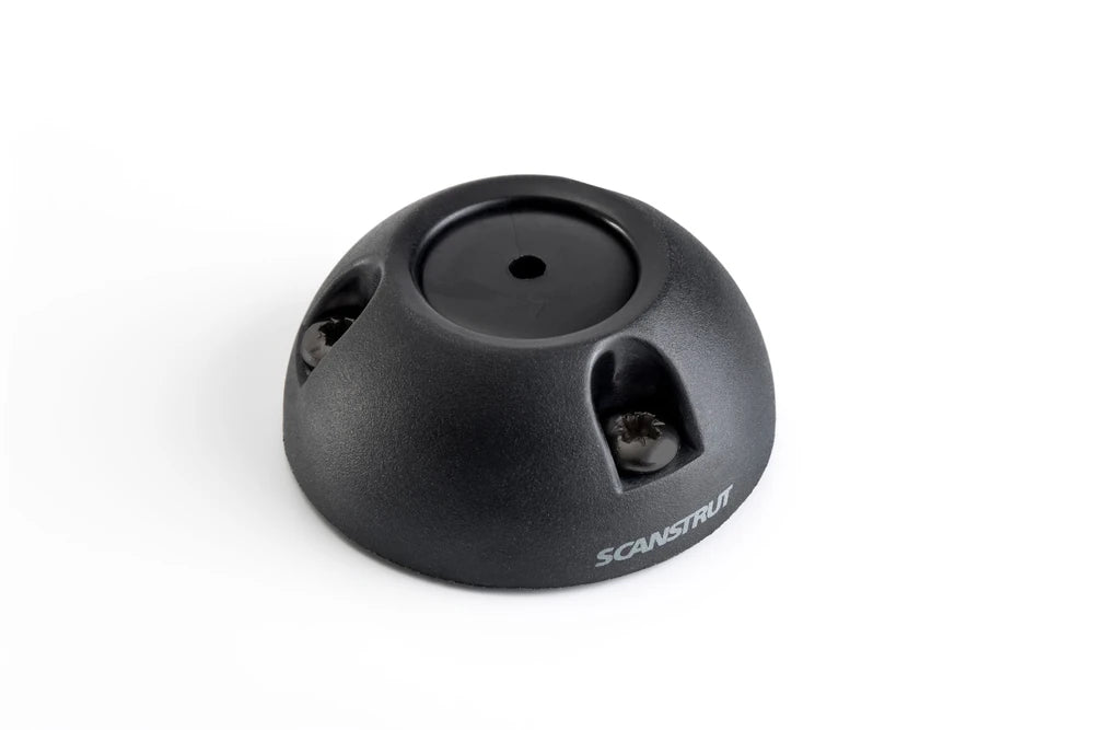 Side view of the black UV-resistant plastic housing for a Scanstrut vertical cable seal